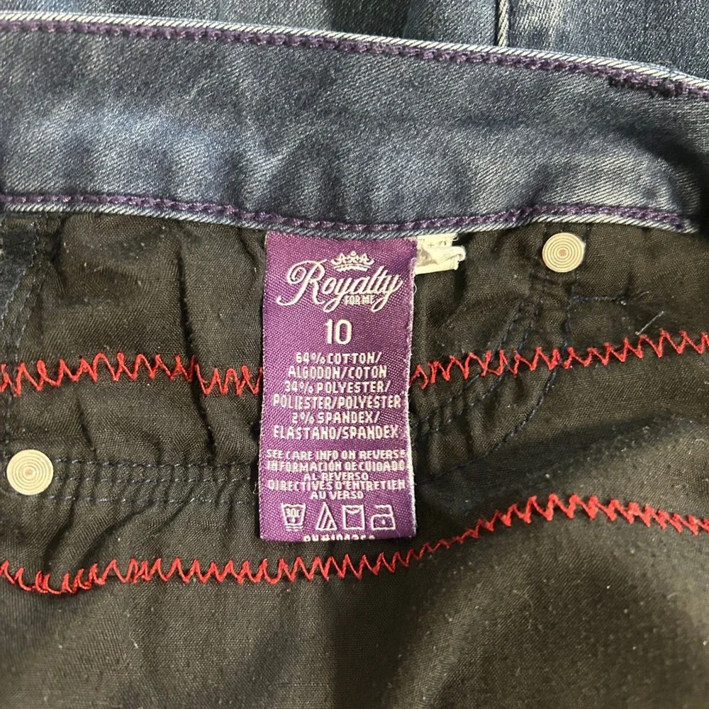 Royalty For Me Womens Blue Denim Bermuda Shorts Size 10‎ Dark Wash Stretch